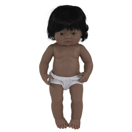 MINILAND EDUCATIONAL Anatomically Correct Baby Doll, 15in Hispanic Girl 31058